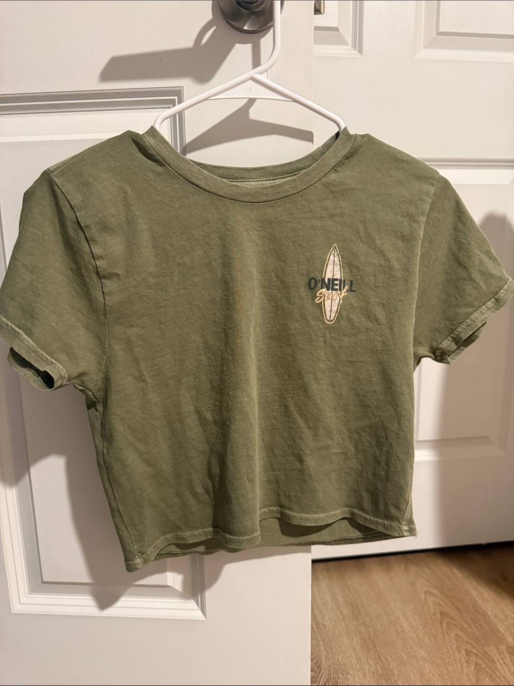 O'Neill Olive Green Surfboard Logo Cropped Tee